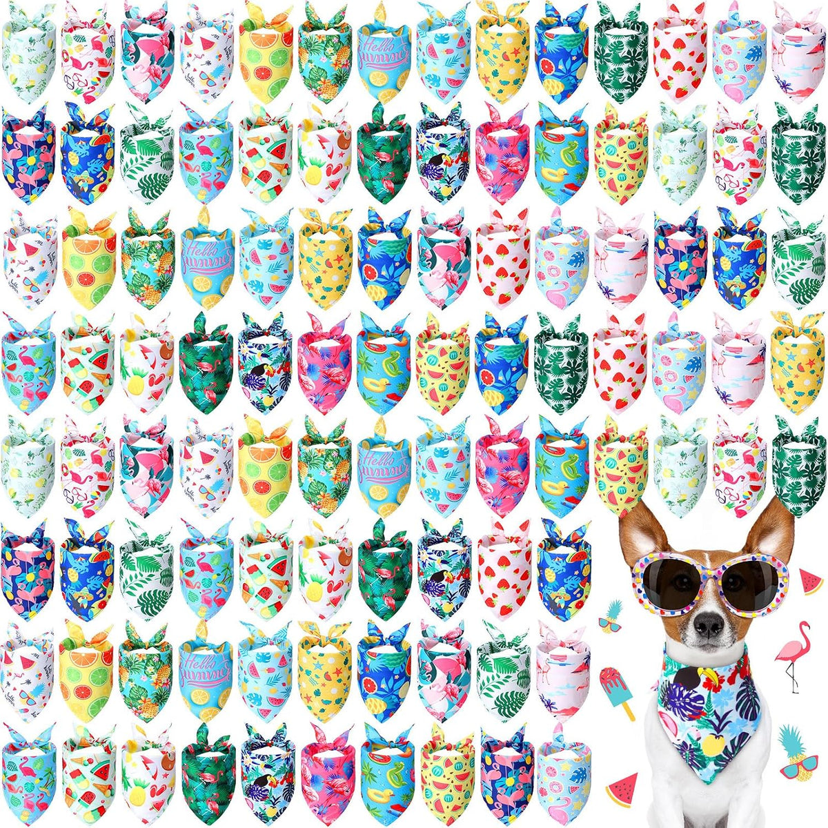Chunful 100 Pcs Fall Dog Bandanas Bulk Maple Leaf Print Autumn Pet - Fruit / 19.7 x 13.8 x 13.8"