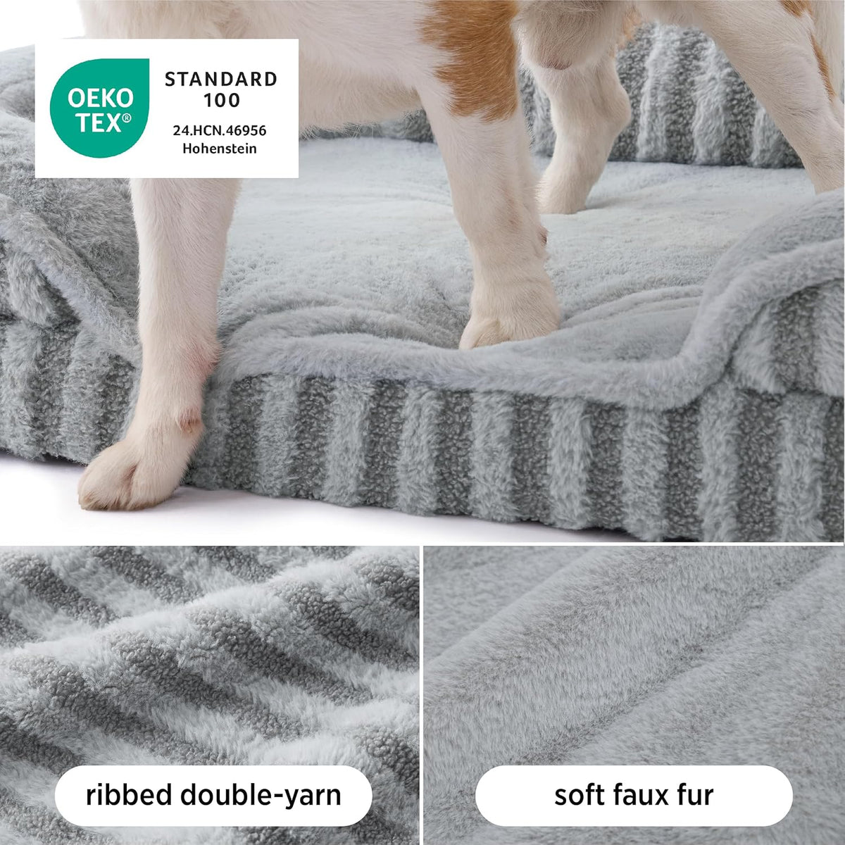 LE SURE Cute Cozy High Back Orthopedic Dog Beds Medium Size Dog - 38.0"l X 28.0"w X 7.0"th / Hazel - image 3