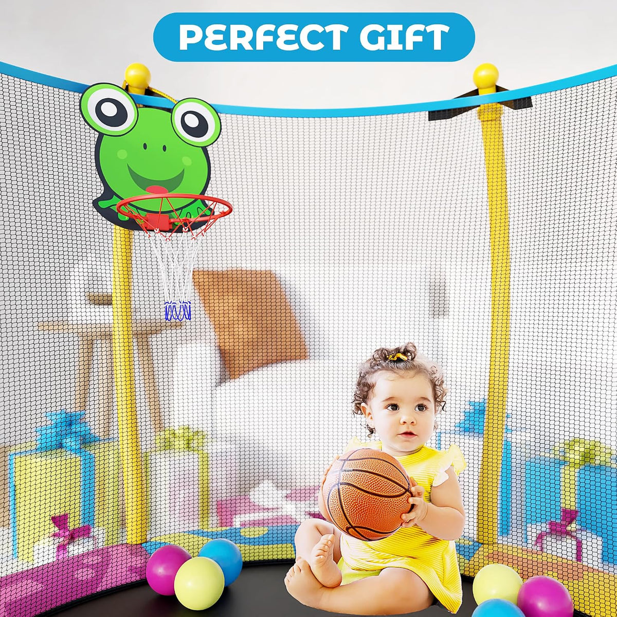 Happin 55’’ Trampoline for kids Safety Enclosure - Multicolor / Classic - image 3