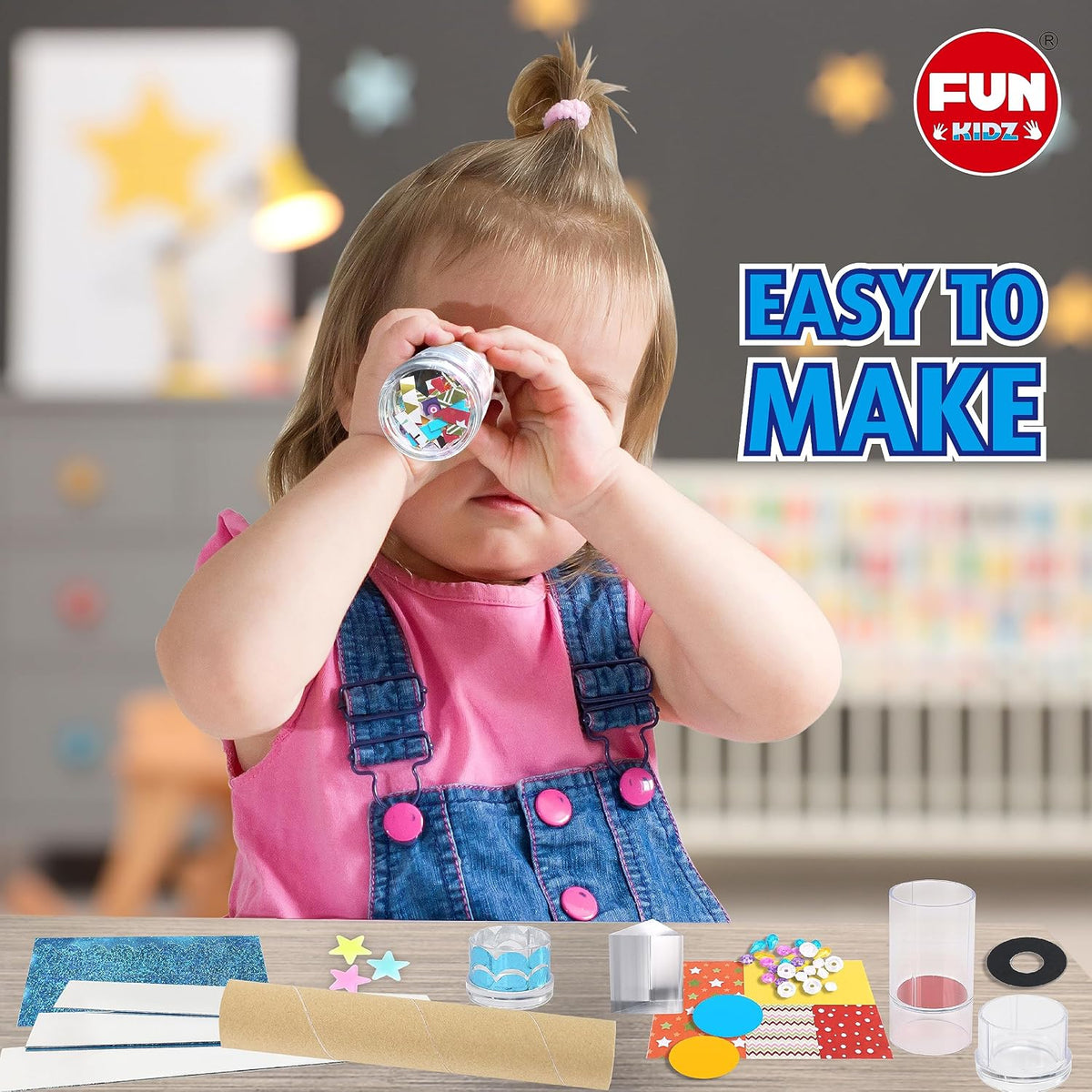 FunKidz Twins kaleidoscope kit for kids with two DIY kaleidoscopes and a glass prism - view 2