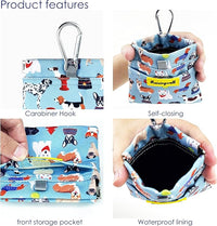 Dog Treat Pouch,Cotton Pocket Sized Training Holder, Hand Free Walking Funny Bag with Carabiner, Self-Closing Pet Feed Snack Reward, Behavior Aids for Puppy Travel or Outdoor Use（Dog Puzzle）