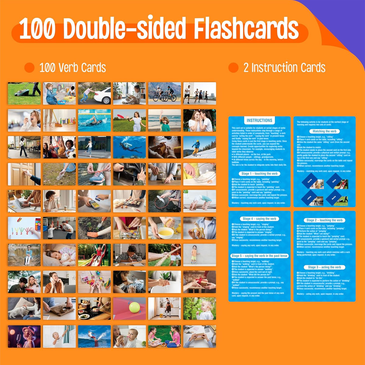 SpriteGru 50 double-sided verb flashcards with action pictures - view 10