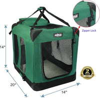 EliteField 3-Door Soft Dog Crate with Bed & Carrying Bag – Essentials for Dogs - Green / 20.0"L x 14.0"W x 14.0"H - image 2