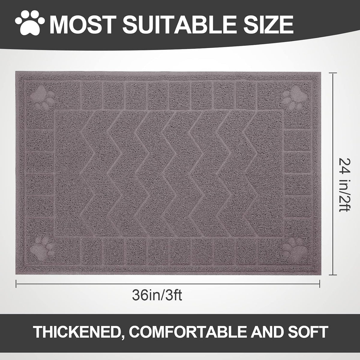Cat Litter Box Mat, 47" x 35" Large Waterproof Litter Trapping Mat – Daily Care for Cats - Sand Grey / X-Large（35" x 24" ) - image 2