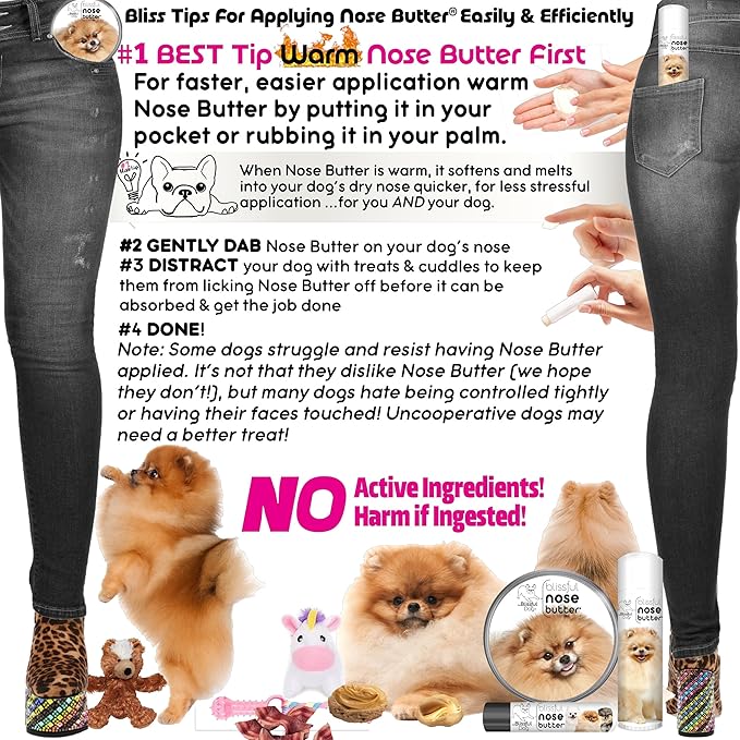 The Blissful Dog Pomeranian Nose Butter for Dry, Cracked Skin, Lick-Safe Dog Nose Balm with Moisturizing Shea Butter, Almond, Olive, and Essential Oils, Pet Supplies, Uncented, 8 oz.