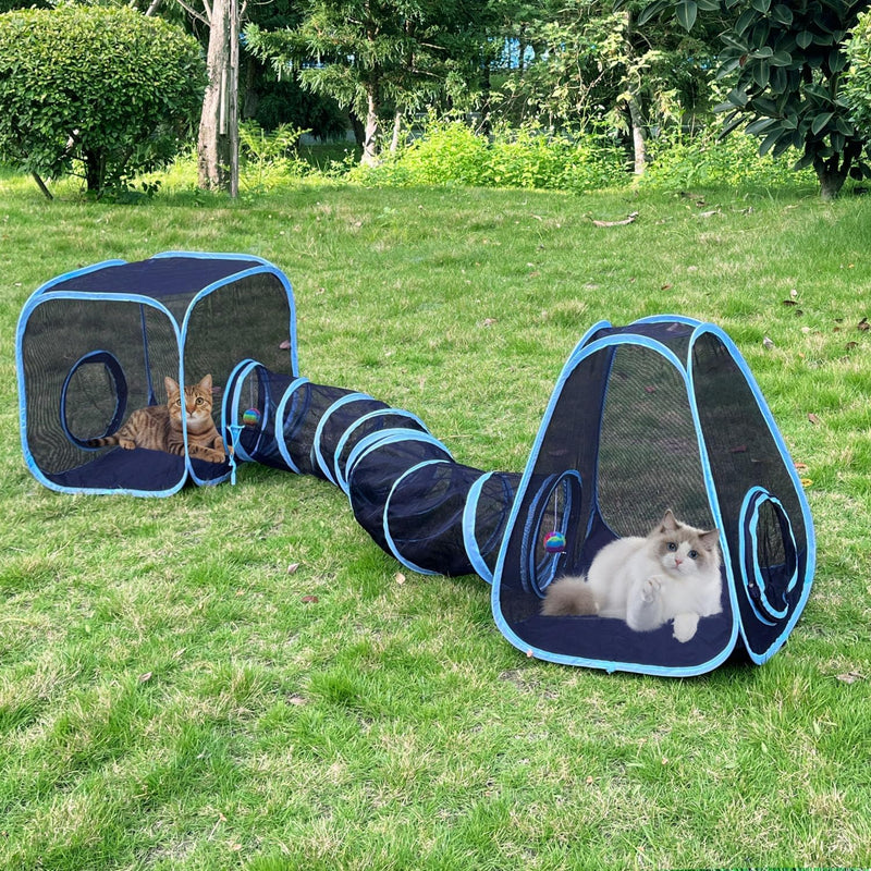 Outdoor Cat Enclosures, Cat Tunnels Catio Tents Cubes for Indoor Cats with Play Ball, Collapsible