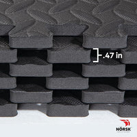 Norsk Foam Floor Gym Mats with Interlocking Tiles, .47" Thick, 24"x24", 48-Pack, 192 Square Feet, Diamond Plate Design, Grey