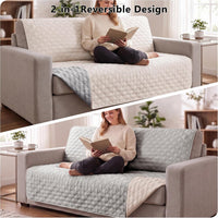 Waterproof Couch Cover, Washable Dog & Pet Furniture Protector - Lightgrey+cream / 52x82 Inches - image 4