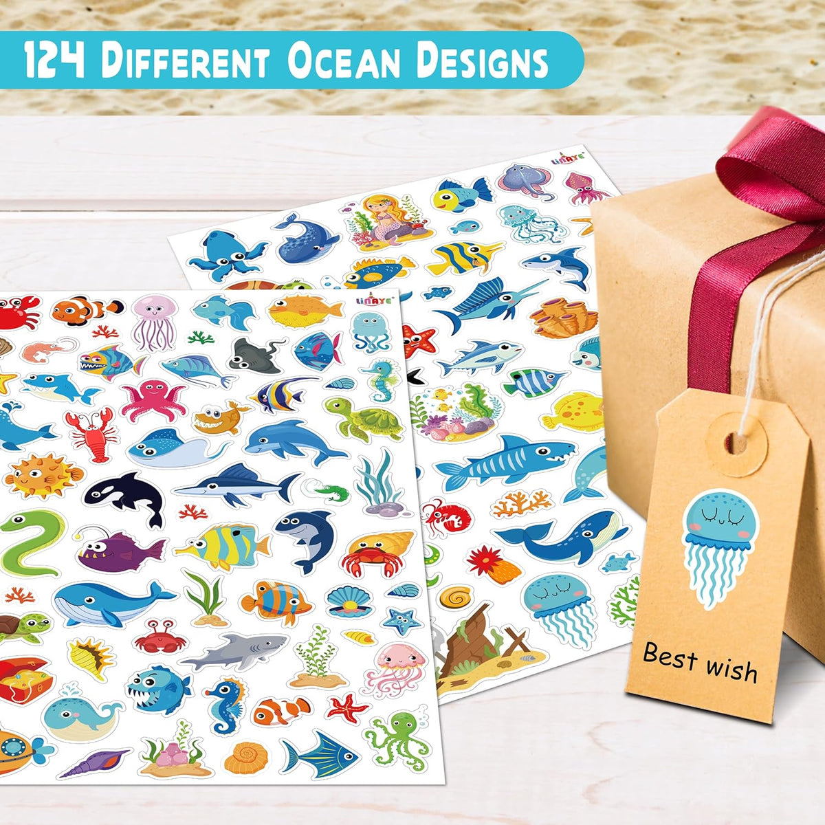 LINAYE 24 Sheets Happy Birthday Stickers, 730 Counts - Ocean 24 Sheets - image 3