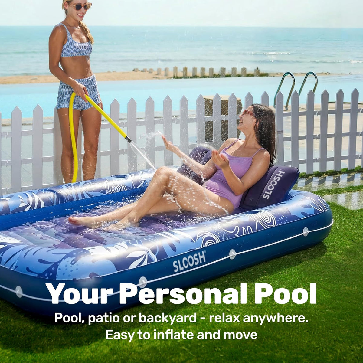 SLOOSH Inflatable Tanning Pool Lounger Float - Dark Blue / X-Large - image 3