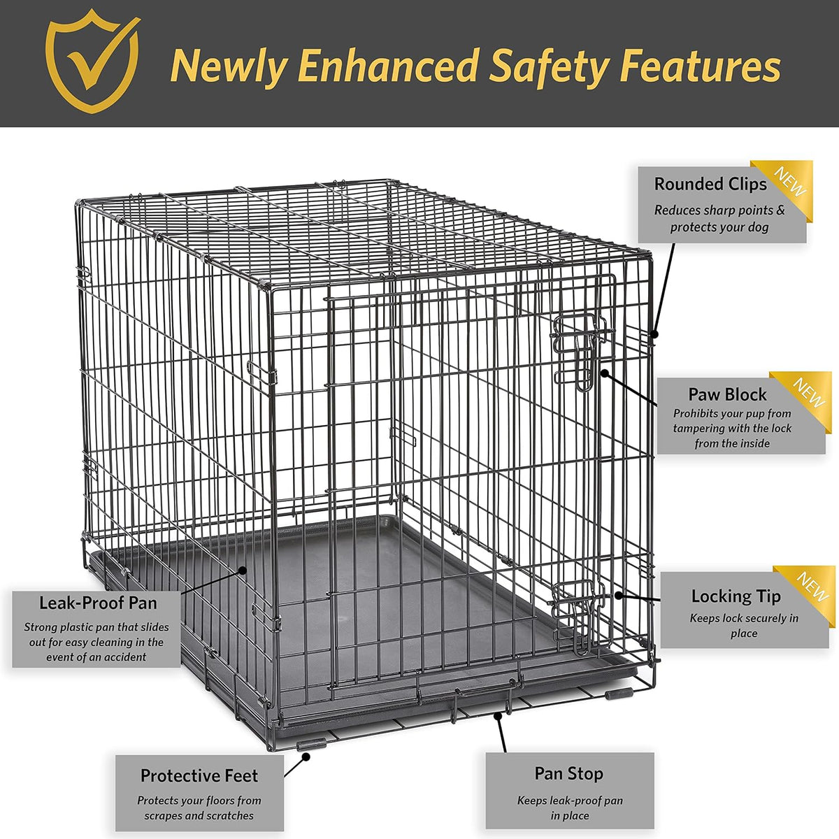 New World by Midwest 42-Inch Single Door Crate, for Large Breeds - Single Door - Black / Medium (36"L) - image 4