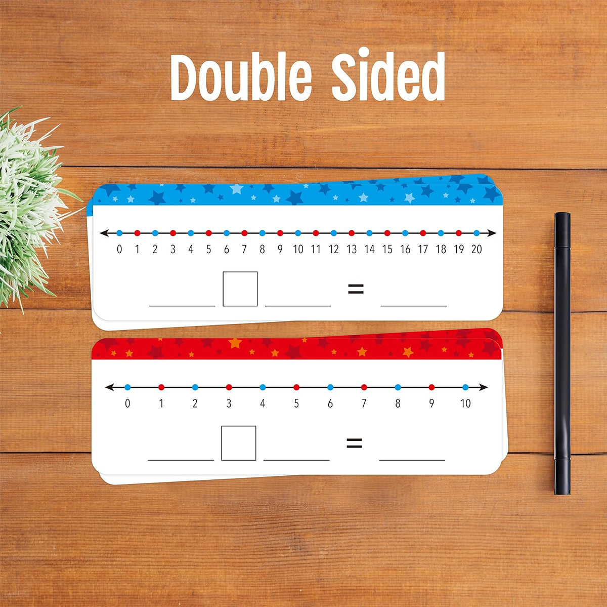 SpriteGru number line dry erase boards with 0-10 and 0-20 lines and colorful star print - view 27