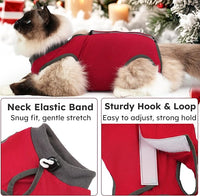 Cat Recovery Suit for Spay Abdominal Wounds, Kitten Onesie Bodysuit for Cats After Surgery, Cat Surgery Recovery Suit Female Cone of Shame Alternative for Cats Anti Licking (Red,M)
