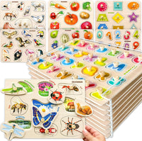 8 Wooden Puzzles for Toddlers 1-3 - 8 Set
