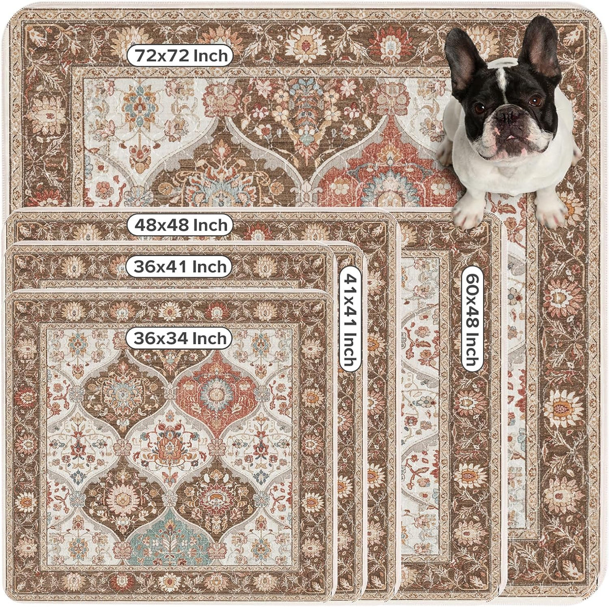 Washable Pee Pads for Dogs 72"x72" Reusable Dog Pads Extra Large - Brown / 36x34 Inch (Pack of 2) - image 3