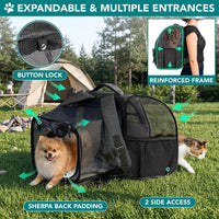 PetAmi Expandable Dog Cat Backpack Carrier, Airline Approved - 12.5"L x 10.2"W x 16.3"H / Charcoal - image 3