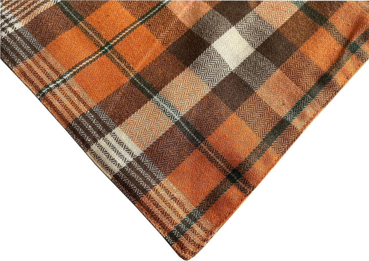 Fall Dog Bandanas 2 Pack, Orange Plaid Pet Scarf for Boy and Girl, Premium Durable Fabric, Holiday - Orange / Large - image 4