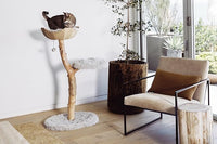 Wooden Cat Tree Tower, Modern Single Branch Cat Condo, Wood Cat Tree, Cat Climbing, Furniture for Cat, Cat Lover Gift, Cat Furniture,Cat Gift by MAU LIFESTYLE (Bullet Gray)