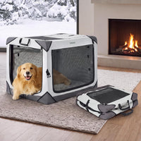 Lesure Portable Soft Collapsible Dog Crate for Large Dogs - Light Grey / 42.0"L x 28.0"W x 30.0"H