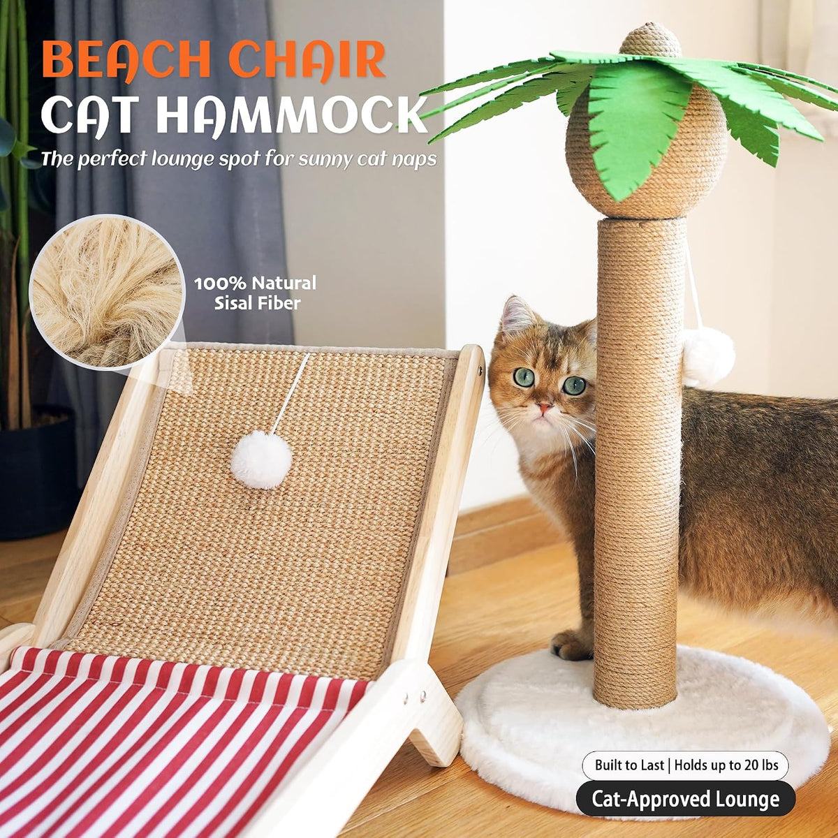 PETKARAY Beach Chair Cat Hammock - Red / Beach Chair - image 2