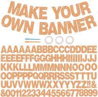 BEISHIDA 116 PCS A-Z DIY Letter Custom Banner Birthday Party Decor – Fun for Kids & Family - Glitter Light Orange