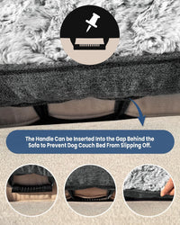 Calming Dog Bed for Couch with Cozy Raised Edge - Grey / 41"L x 37"W x 5"Th - image 4