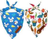 Fall Dog Bandanas 2 Pack, Orange Plaid Pet Scarf for Boy and Girl, Premium Durable Fabric, Holiday - Easter 2 / Small