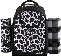 apollo walker Picnic Backpack Bag for 2 Person with Cooler Compartment, Detachable Bottle/Wine Holder, Fleece Blanket, Plates and Cutlery Set (2 Person, Black)