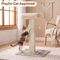 Tall Cat Scratching Post for Indoor Cats Adults with Carpet - White / Large（with bed） - image 2