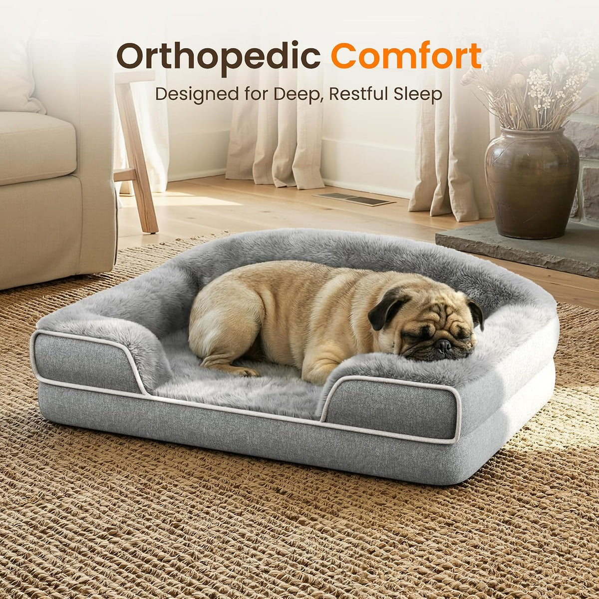 Orthopedic Dog Bed for Extra Large Dogs - Light Grey / 30.0"L x 20.0"W x 6.5"Th - image 2