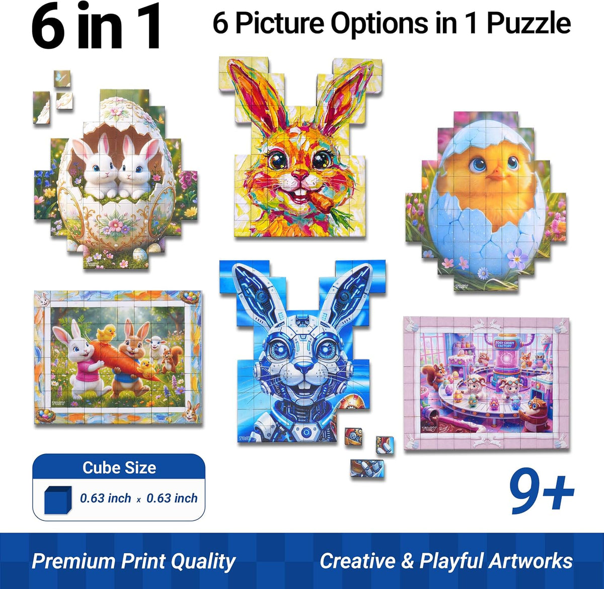 TOSY Picture Cube Enchanted Holiday 6-in-1 magnetic picture puzzle in frame - view 8