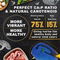 Ultra Fresh Marine Fish Food, 75% Sword Prawns + Squids, Natural Protein, Color Enhancement, for Small Saltwater Fish, Marine Shrimp Patties S 1.86oz