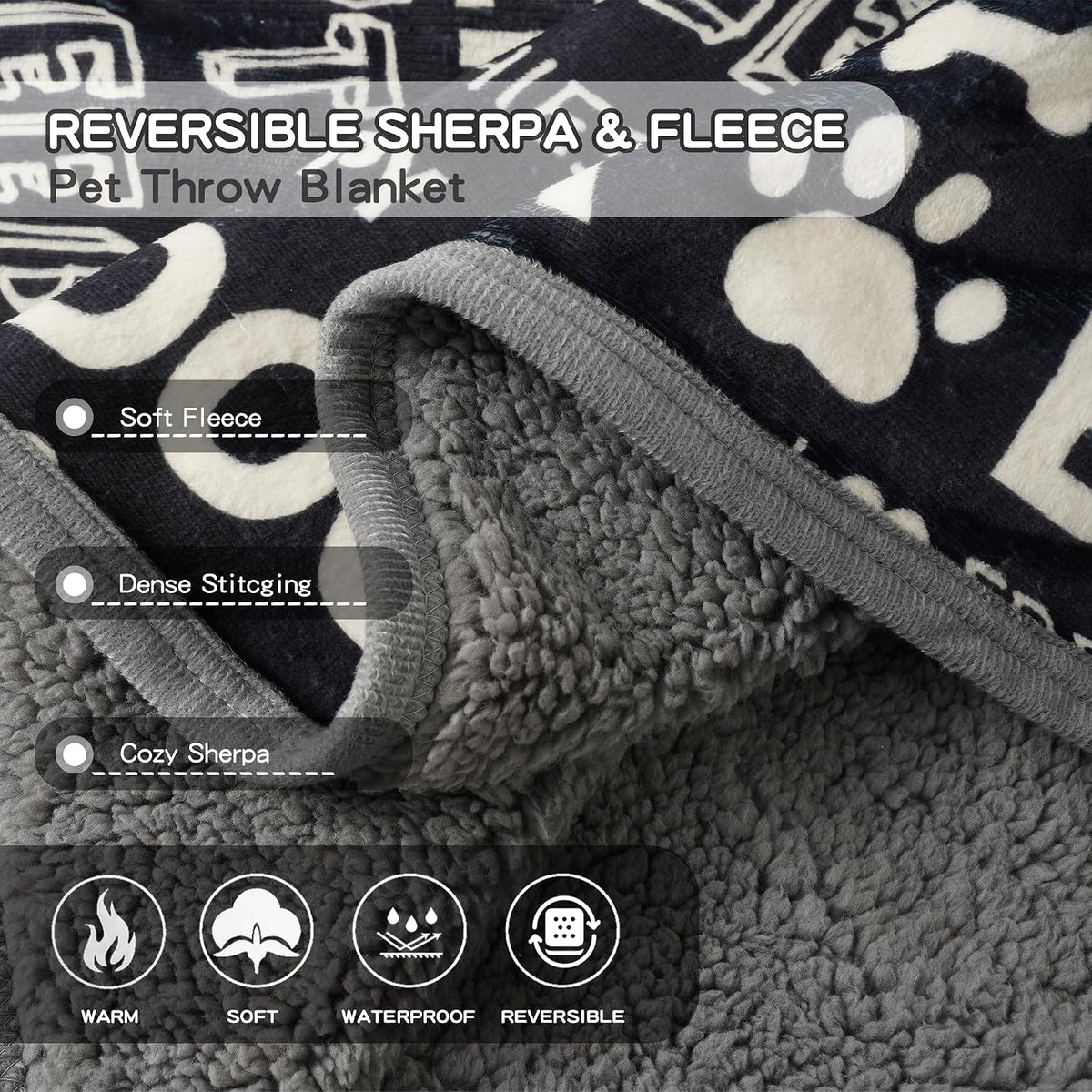 Waterproof Dog Blankets for Large Dogs 50"x60" Dark Grey – Essentials for Dogs - Letters / 50"x60" - image 4