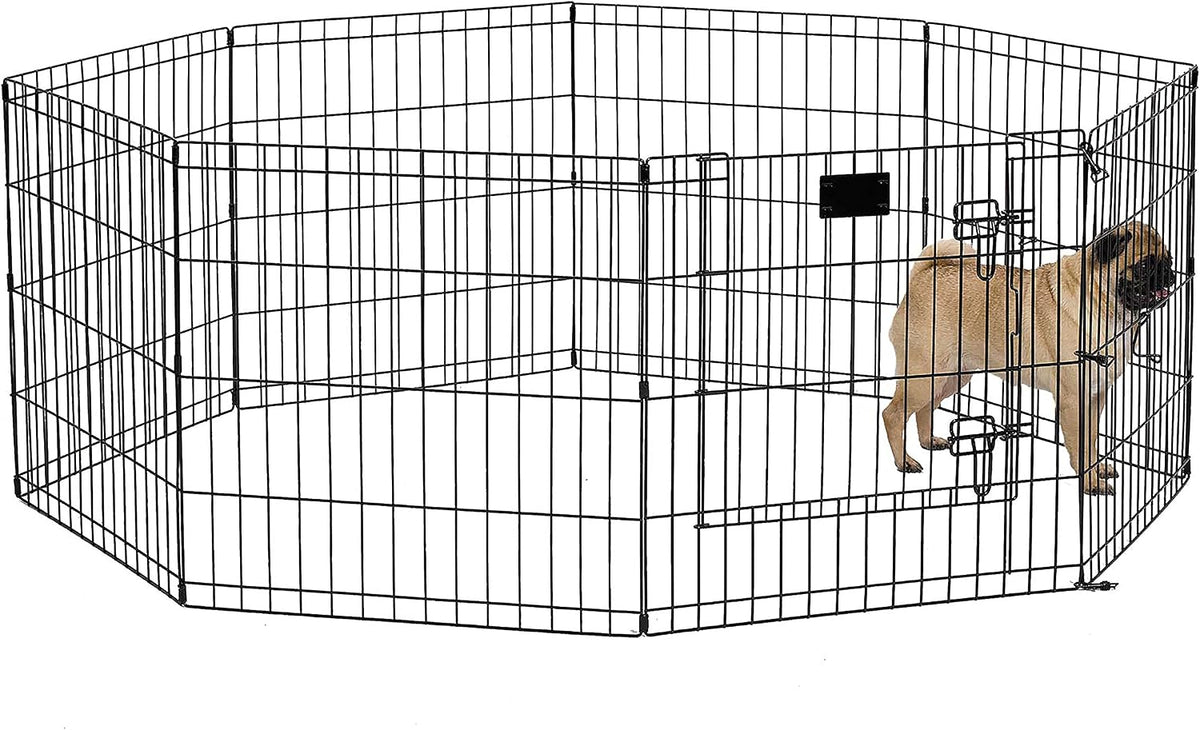 MidWest 30-Inch Exercise Pen, Single Door, 16 Sq Ft Play Area – Essentials for Dogs - Black w/ Door / 24" H - image 3