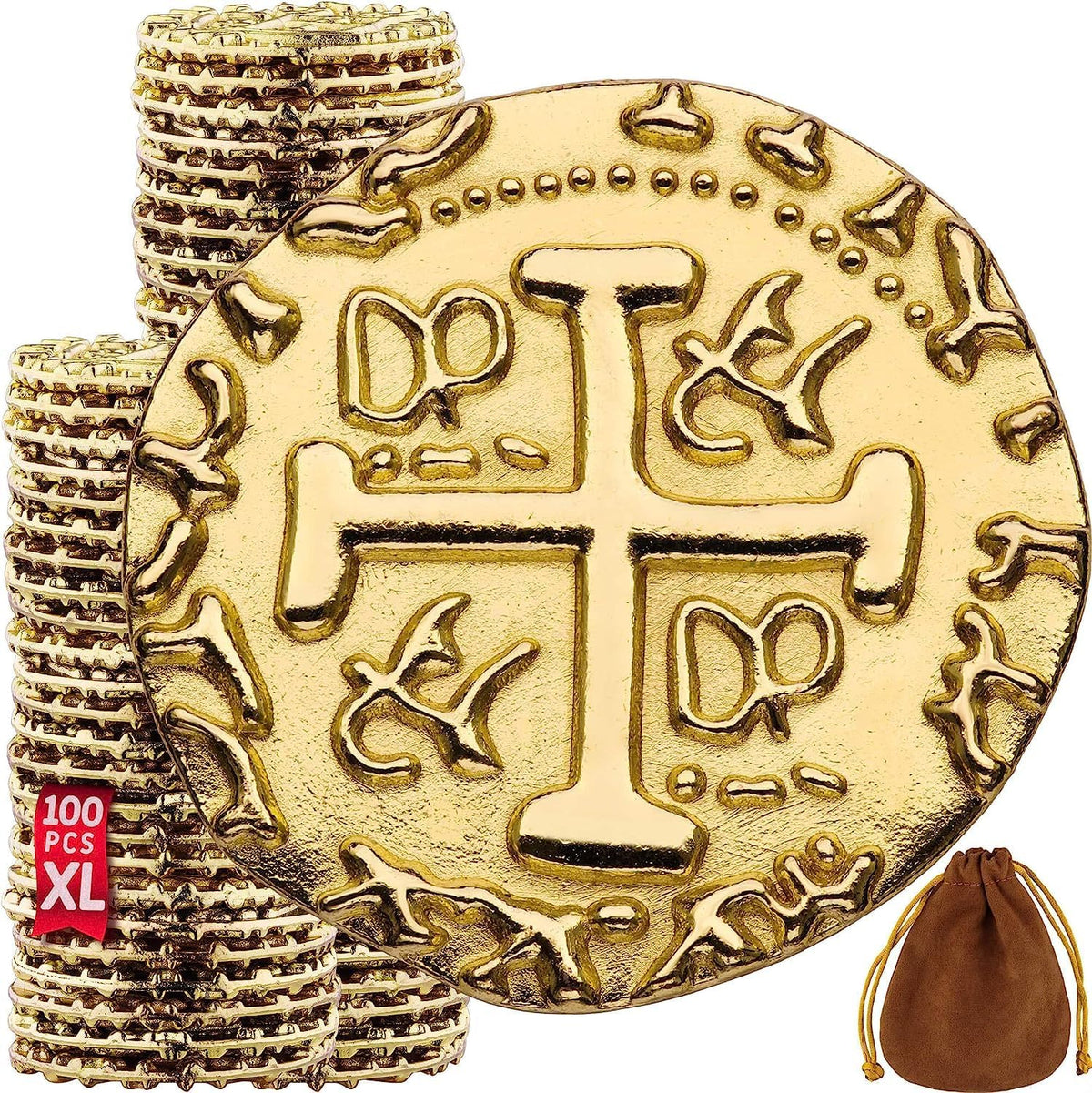 Leib Games Gold Metal Pirate Coins - 100 Pcs