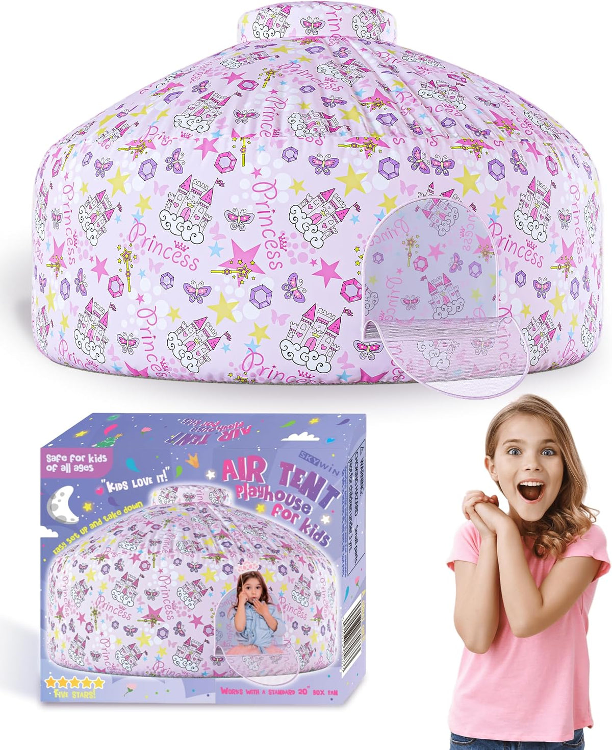 Air Tent for kids Door 77 x 50 in - Princess Magic Fort