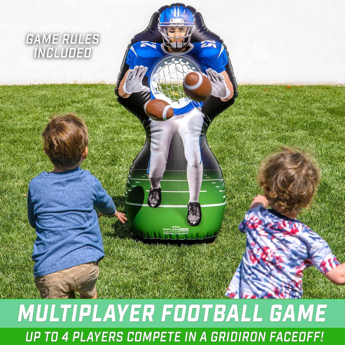 GoSports 4 ft inflatable football receiver toss game with 2 footballs and pump - view 2