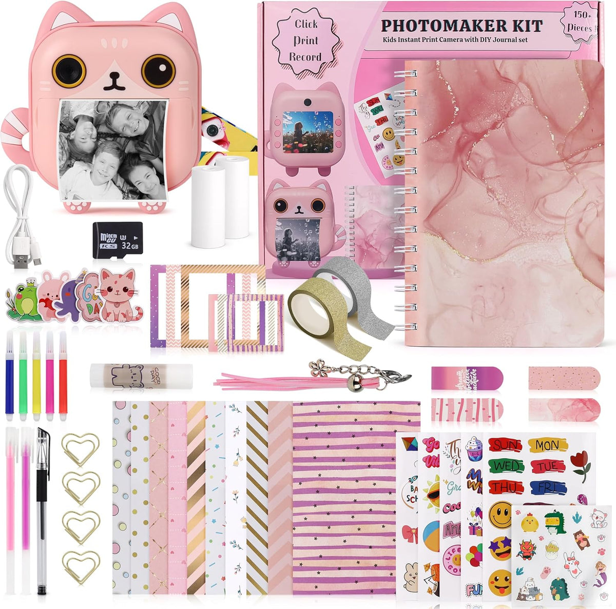 FINcredible Photomaker kit with lilac kids instant print camera and DIY journal supplies - view 2