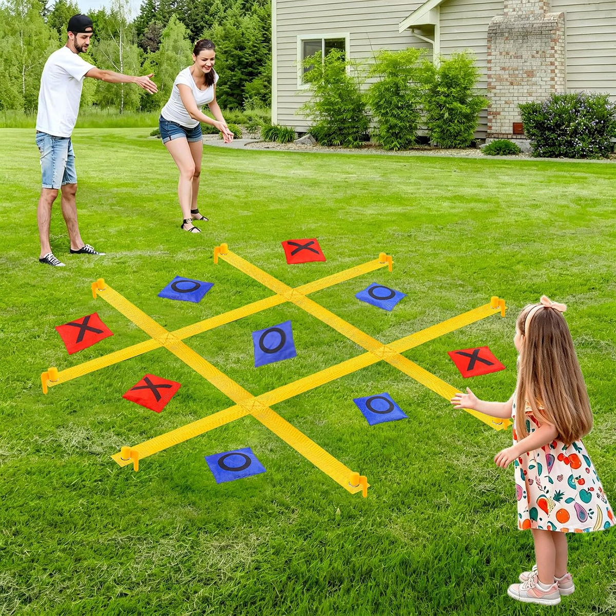 Giant Tic Tac Toe Outdoor Games for Kids Adults Family - Yellow 5 ft. * 5 ft