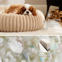 Bedsure ComfyFleece Donut Dog Bed Medium Size Dog with Washable Cover – Essentials for Dogs - M (30x30x8) / Sandy Beige - image 2