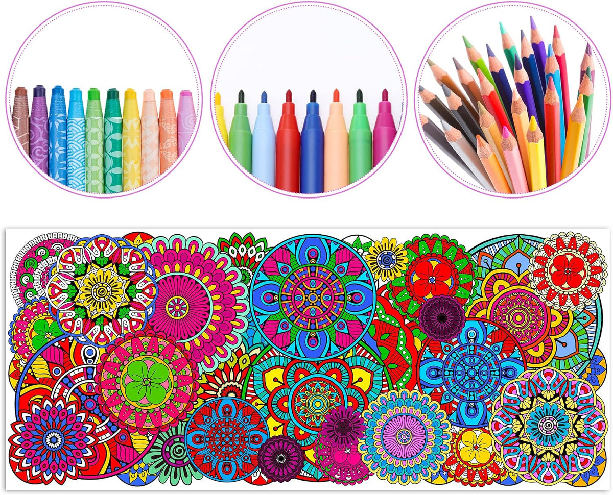 Dvbonike Jumbo Mandala Coloring Poster Giant Flower DIY Drawing Paper - Circular Flower - image 3