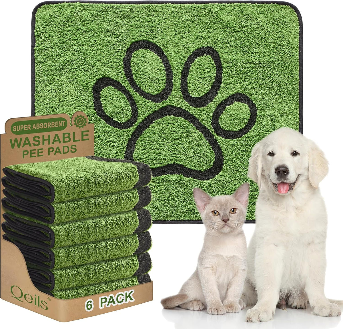 Reusable Dog Pee Pads, Washable Puppy Pads - Flannel / 30"x34"(pack of 6)