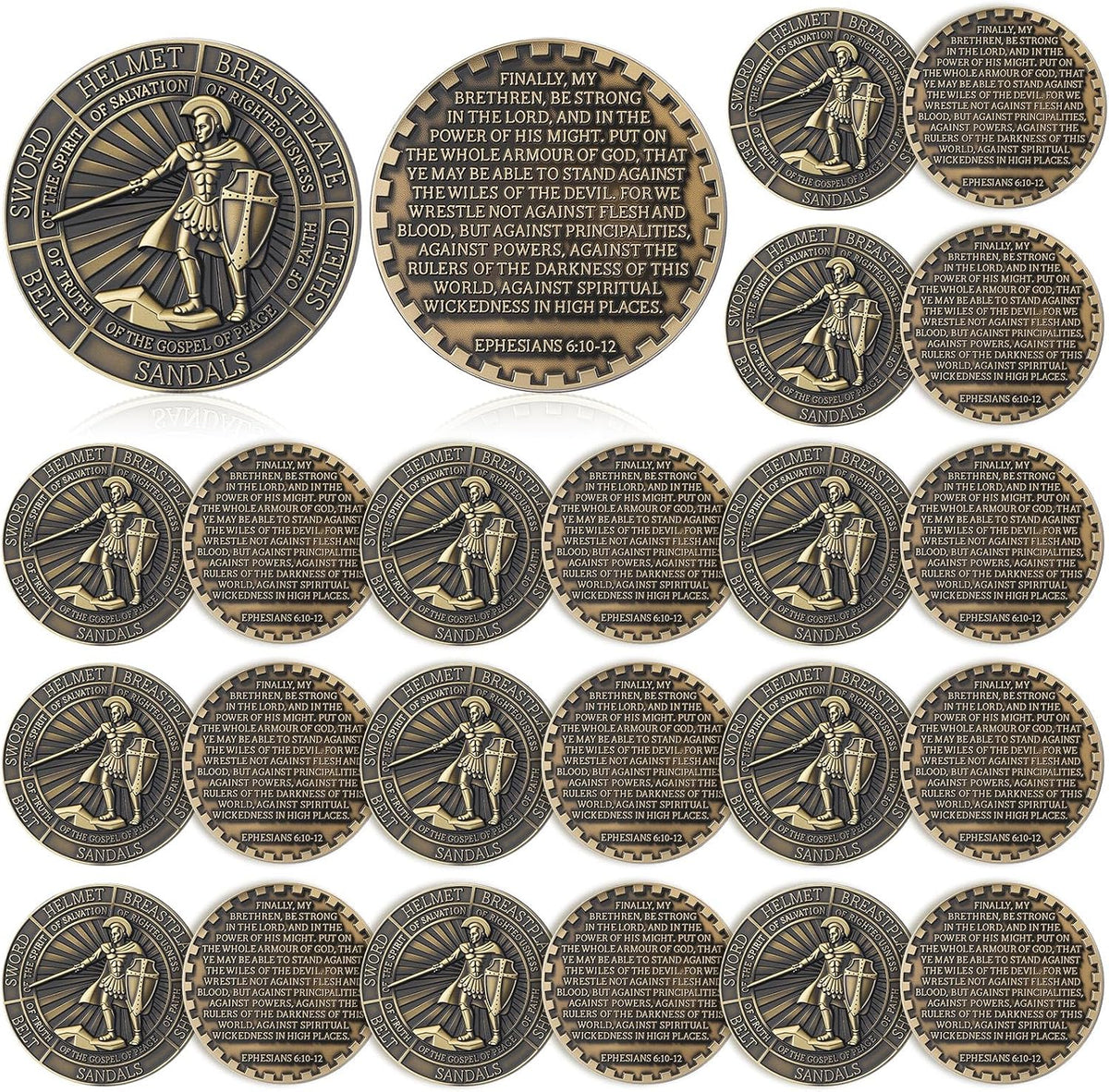 Nosiny 20 Pcs Armor of God Coins Metal Christian Challenge Coins - Ancient Style 2