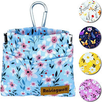 Dog Treat Pouch, Small Cotton Pocket Sized Training Holder, Hand Free Walking Fanny Bag with Carabiner, Self-Closing Pet Feed Snack Reward, Behavior Aids for Puppy Travel or Outdoor Use