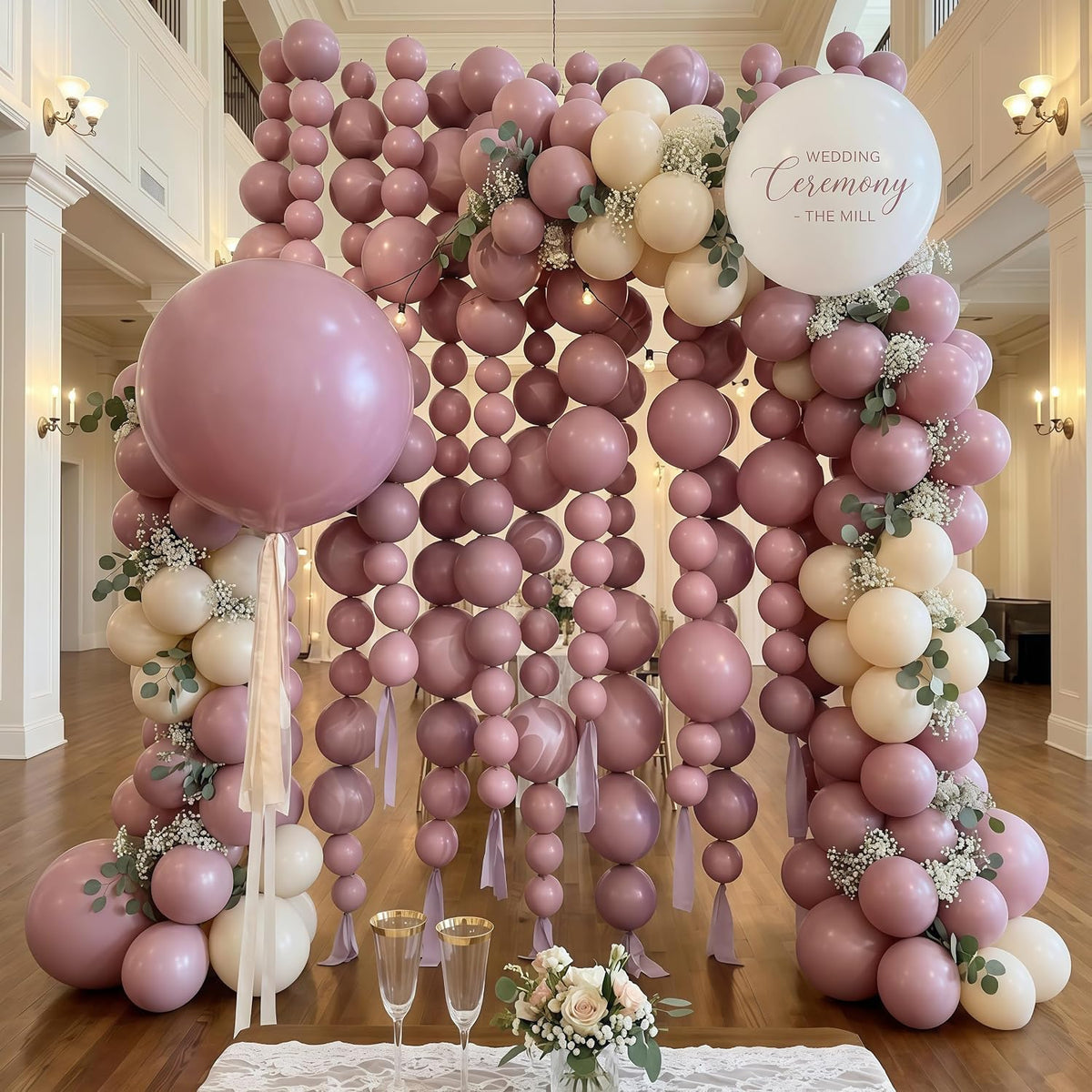 Pearl White Linking Balloons for Wedding Bride Shower Mermaid Party - Dusty Pink / 10 inch - image 4