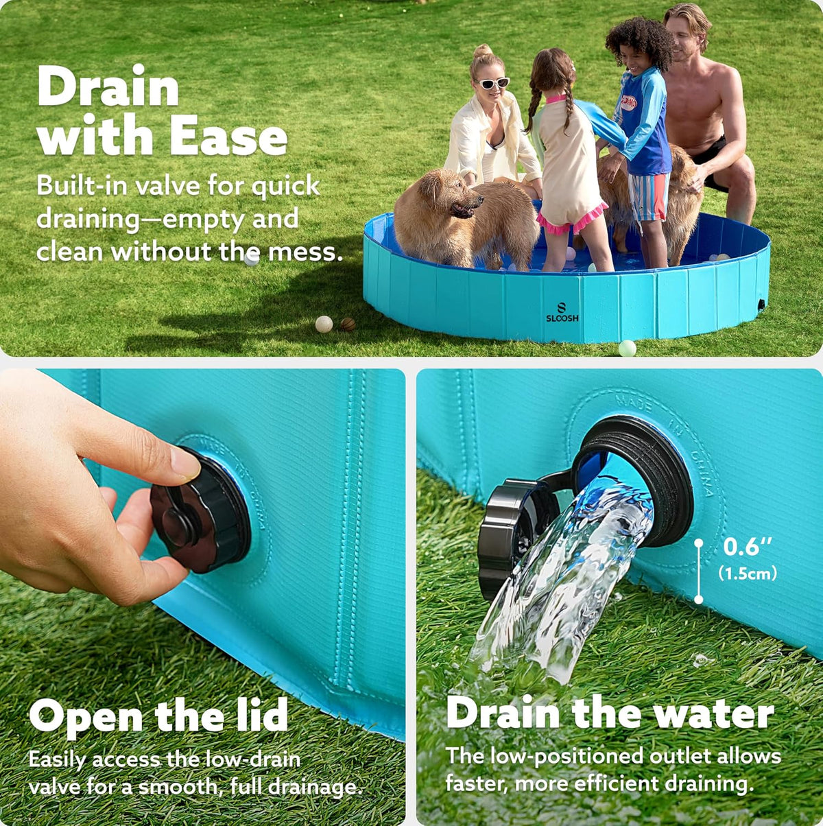 SLOOSH Foldable Dog Kiddie Pool - Blue / 71" x 12" - image 2