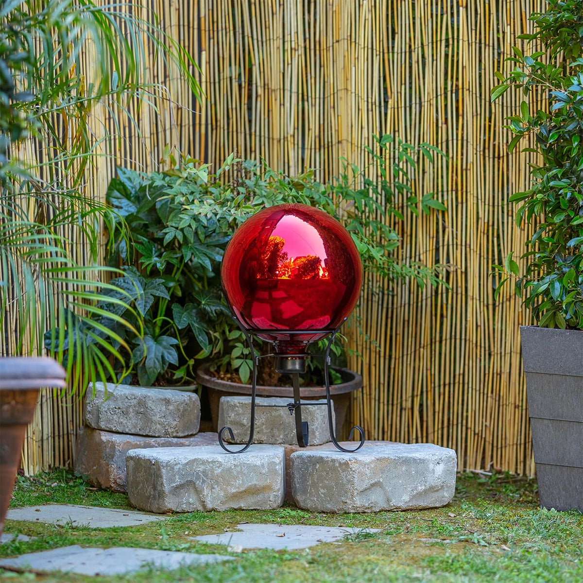 Alpine Corporation 10" Diameter Indoor Outdoor Glass Gazing Globe - Red / 10 Inch - image 2
