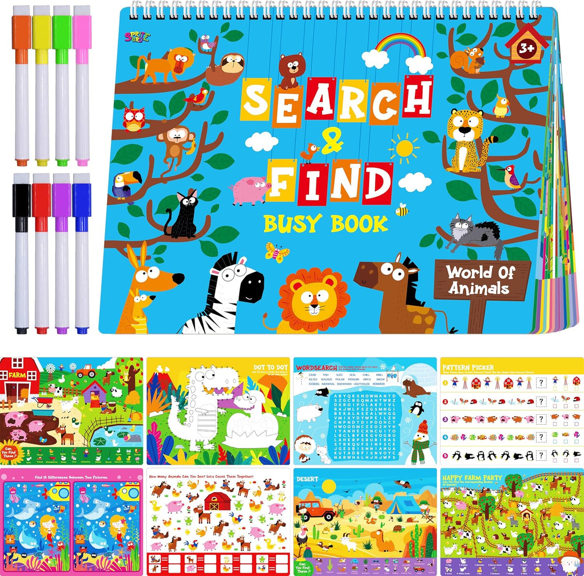 SpriteGru search and find book for kids with dry erase markers and storage bag - view 4