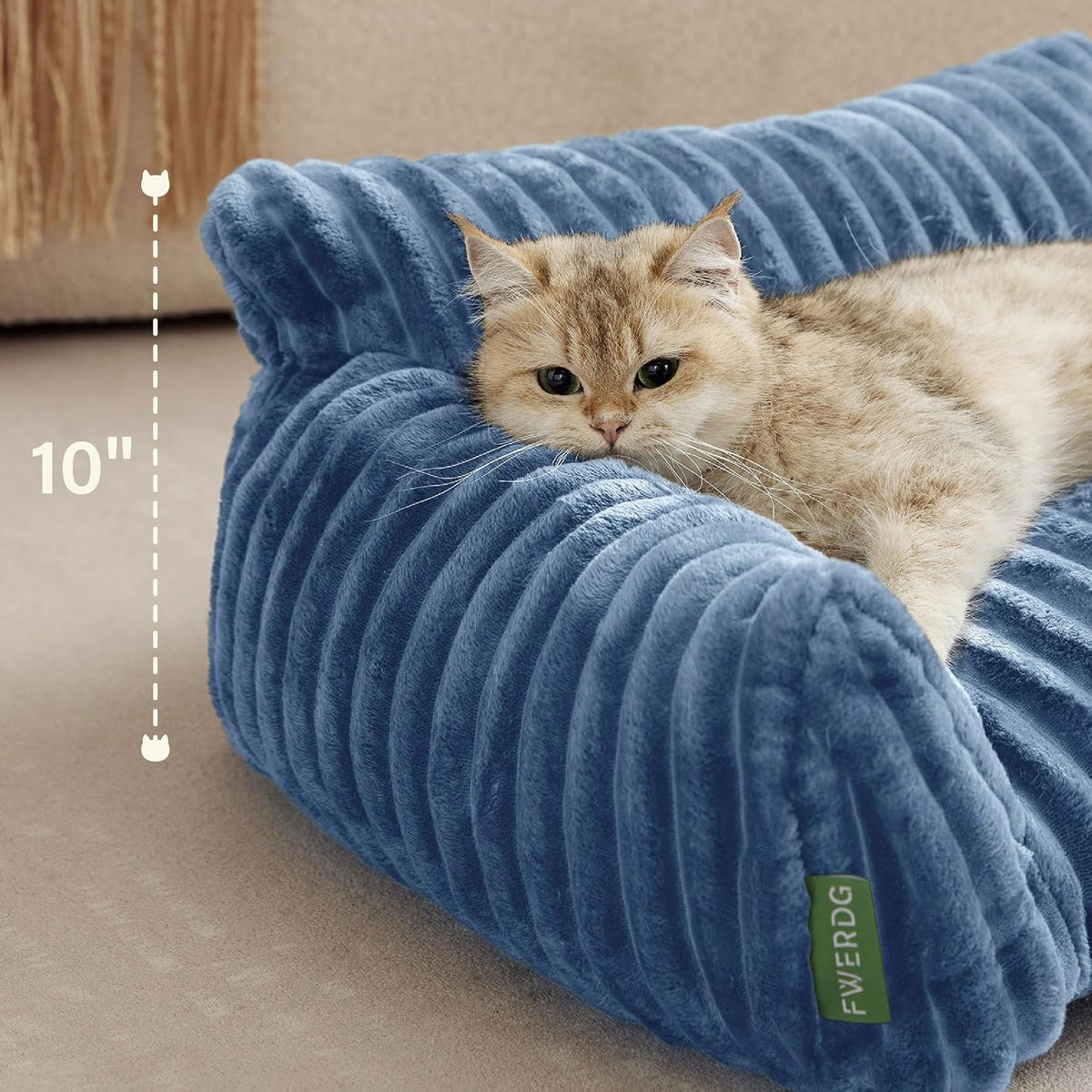 Cute Couch Bed for Pets, Supportive Cat Sofa for Indoor Cats - 30.0"L x 20.0"W x 10.0"Th / Blue - image 3