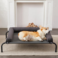 TJSOULER Cooling Elevated Dog Bed with Pillows - M(35x26x8)Inches / Deep Grey - image 2